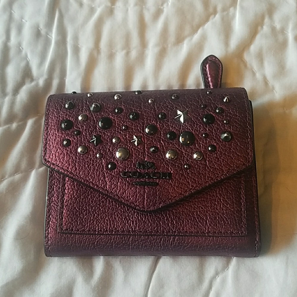 metallic purple coach wallet